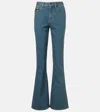 Burberry Check Flared Jeans In Blue