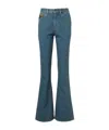 Burberry Check Flared Jeans In Blue