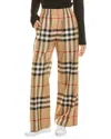 Burberry Check-pattern Flared Cotton Trousers In Beige