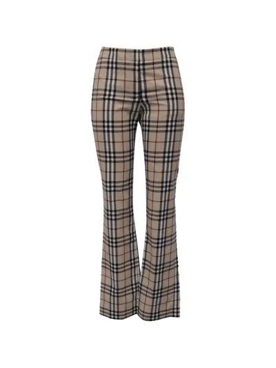 Pre-owned Burberry Check Flared Trousers In Neutrals