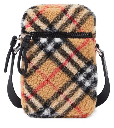 Burberry Kids'  Check Fleece Crossbody Bag In Brown