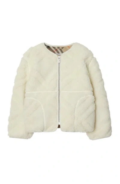 Burberry Kids' Check Fleece Jacket In Salt