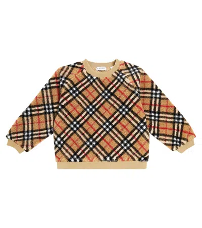 Burberry Kids'  Childrens Check Fleece Sweater In Archive Beige