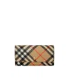 Burberry Check E-canvas Continental Wallet In Nude