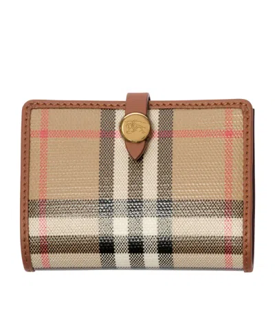 Burberry Check Folded Card Case In Beige