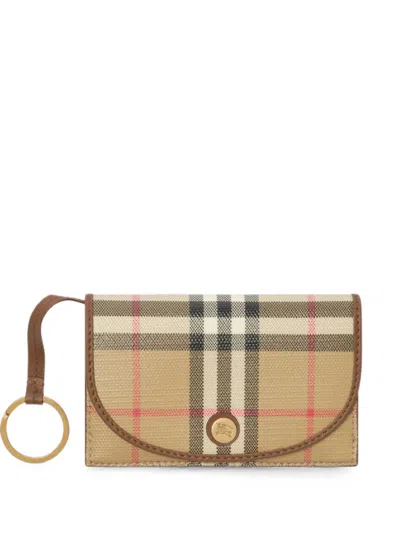Burberry Check Folding Card Case & Key Ring In Nude