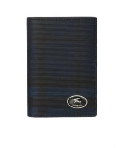 Burberry Check Folding Card Case In Blue