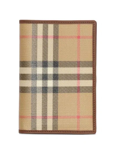 Burberry Check Folding Card Case In Brown