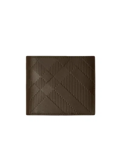 Burberry Check Folding Card Case In Brown