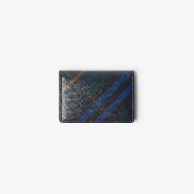 Burberry Check Folding Card Case In Midnight