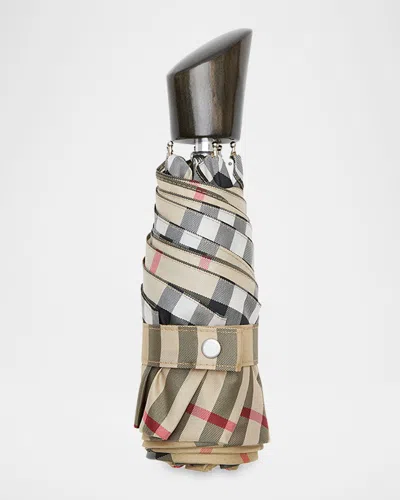 Burberry Check Folding Umbrella In Multi