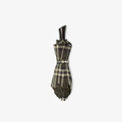 Burberry Check Folding Umbrella In Heath