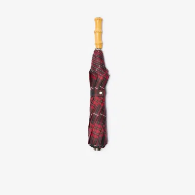 Burberry Check Folding Umbrella In Brown