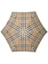 Burberry Check Folding Umbrella In Neutrals