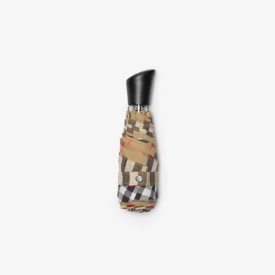 Burberry Check Folding Umbrella In Neutral