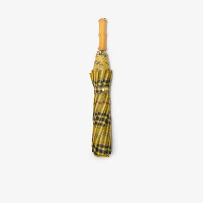 Burberry Check Folding Umbrella In Brown
