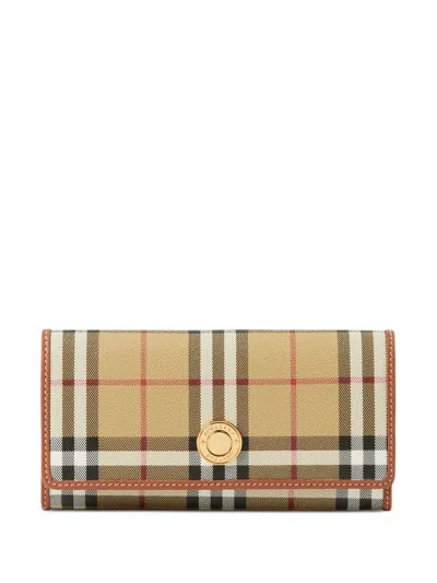 Burberry Check Folding Wallet In Nude