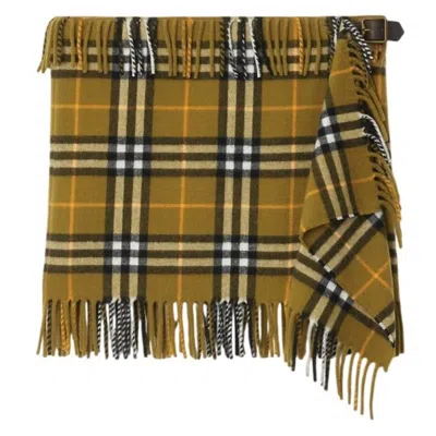 Burberry Check Fringed Mini Scarf Skirt In Brown