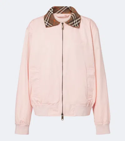 Burberry Check Gabardine Blouson Jacket In Pink