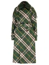 Burberry Kensington Trench Coat With Check Pattern In White