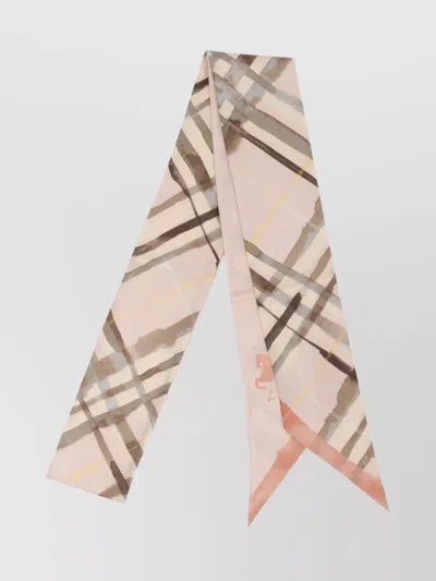 Burberry Check Geometric Reversible Skinny Scarf In Neutral