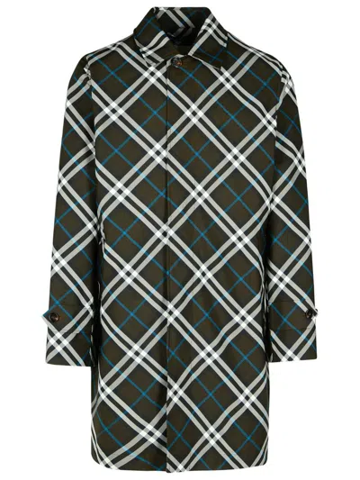 BURBERRY BURBERRY 'CHECK' GREEN POLYESTER TRENCH COAT