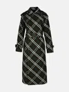 Burberry Green Oversized Double-breasted Trench Coat With Check Motif In Twill Woman In Green
