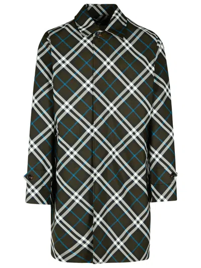Burberry Check Print Coat In Green