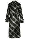 Burberry Green Oversized Double-breasted Trench Coat With Check Motif In Twill Woman In Green