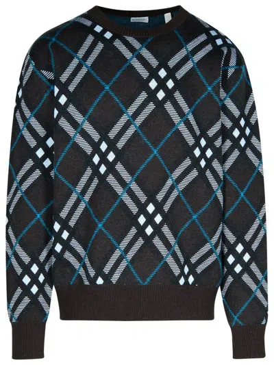 BURBERRY BURBERRY 'CHECK' GREEN WOOL SWEATER