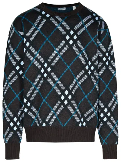 BURBERRY BURBERRY 'CHECK' GREEN WOOL SWEATER