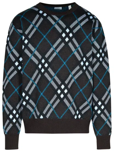 BURBERRY BURBERRY 'CHECK' GREEN WOOL SWEATER