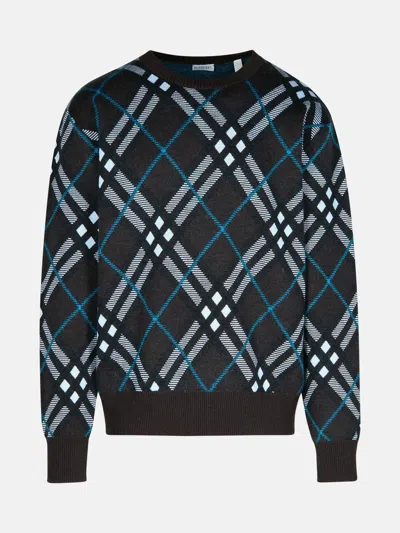 Burberry Kids' 'check' Green Wool Sweater