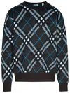 Burberry Plaid-check Wool-blend Sweatshirt In Blue