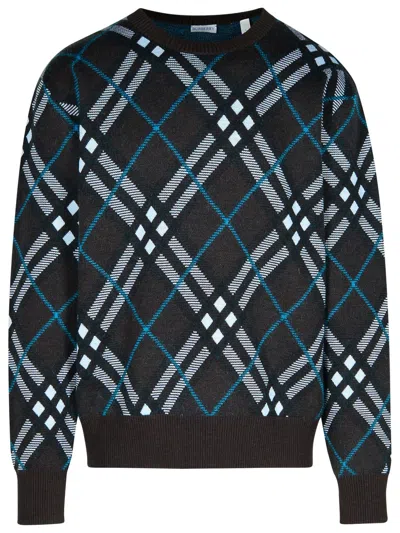 BURBERRY BURBERRY 'CHECK' GREEN WOOL SWEATER MEN