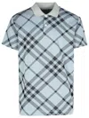 BURBERRY BURBERRY 'CHECK' GREY COTTON BLEND POLO SHIRT