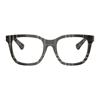 Burberry Check Grey Square Full Rim Eyeglasses In Brown