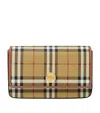 Burberry Hampshire Check-print Woven And Leather Shoulder Bag In Beige