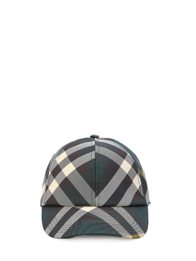 Burberry Check Hat In Green