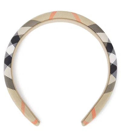 Burberry Kids'  Check Headband In Neutral
