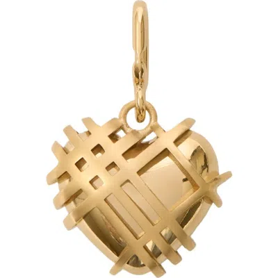 Burberry Check Heart Charm In Gold