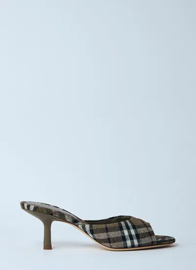 BURBERRY CHECK HEELED MULES