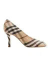 Burberry Archivio Check Baby Pumps In Nude