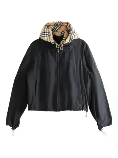 Burberry Cropped Hooded Jacket Drawstring Hood Design In Multi