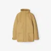 Burberry Check Hood Quilted Nylon Jacket In Flax