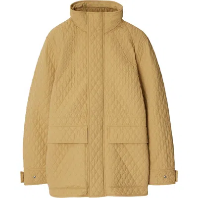 Burberry Check Hood Quilted Nylon Jacket In Beige