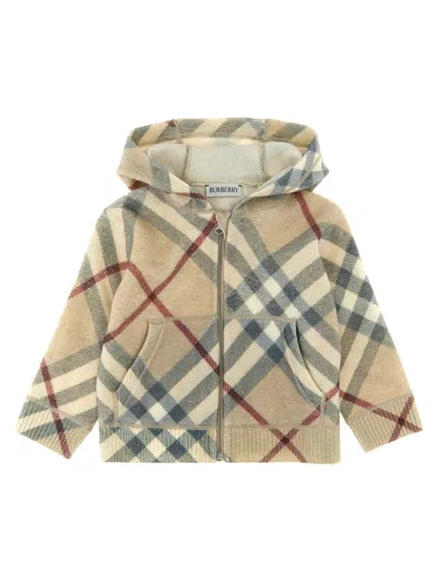 Burberry Kids' Check-hooded Cardigan In Neutral