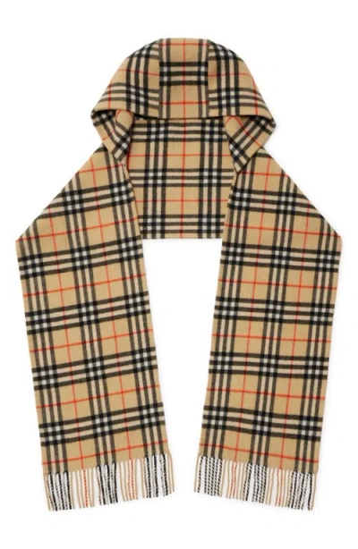 Burberry Giant Check Hooded Cashmere Scarf In Sand