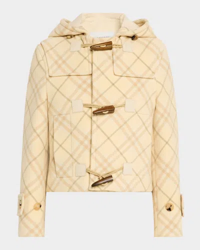 Burberry Check Hooded Coat In Candle Ip Check