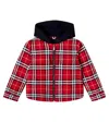 Burberry Check Hooded Jacket In Red